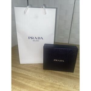 Authentic Prada Empty Black Gift Box 6” X 4.25” & White Gift Bag 9.75” X 6.25”
